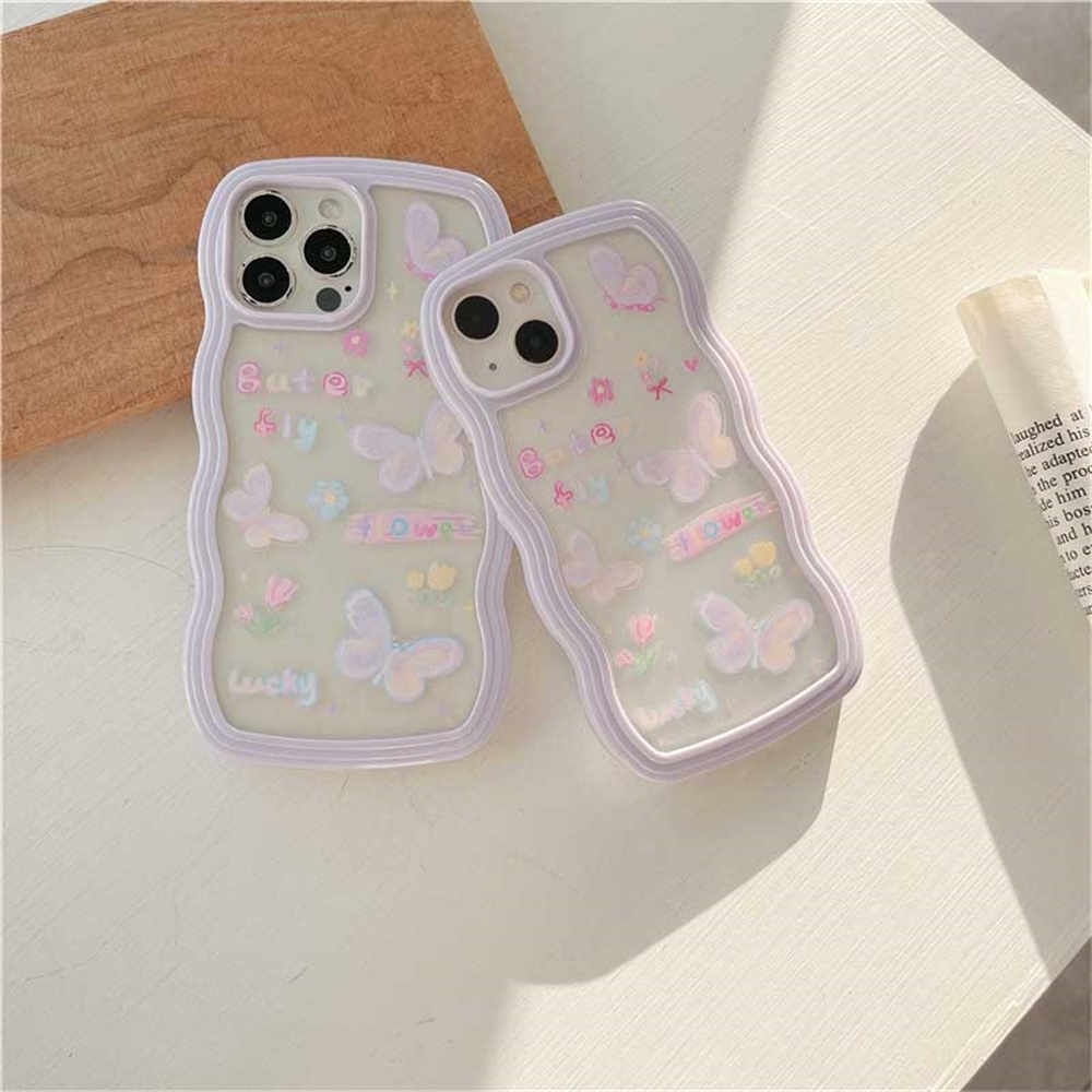 Realme 10 C33 C30 C31 C35 C21Y C25Y RealmeC11 C25 C17 C15 C12 C3 C2 Realme 7i 5 5i 6i 7 Pro Doodle Kupu Bunga Tepi Gelombang TPU Phone Case Cover