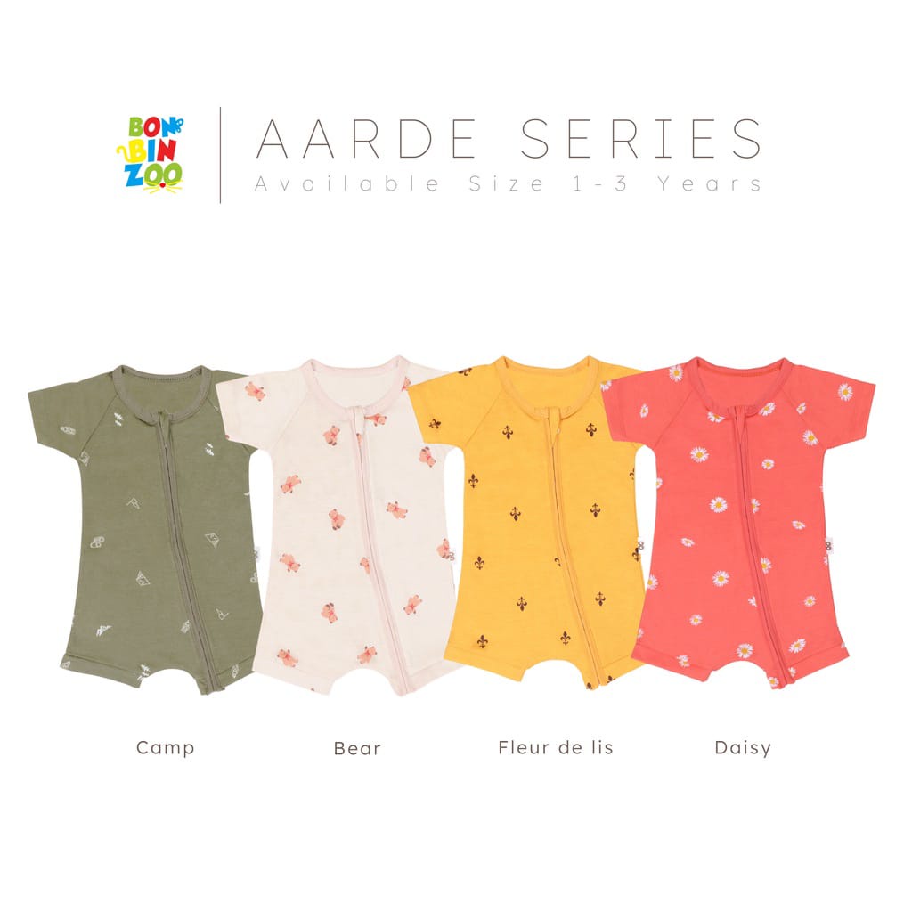 Bonbinzoo Baju Kodok Bayi Romper - Jumper Pendek Bayi 0-3 Tahun Jumper Pendek Segiempat AARDE SERIES