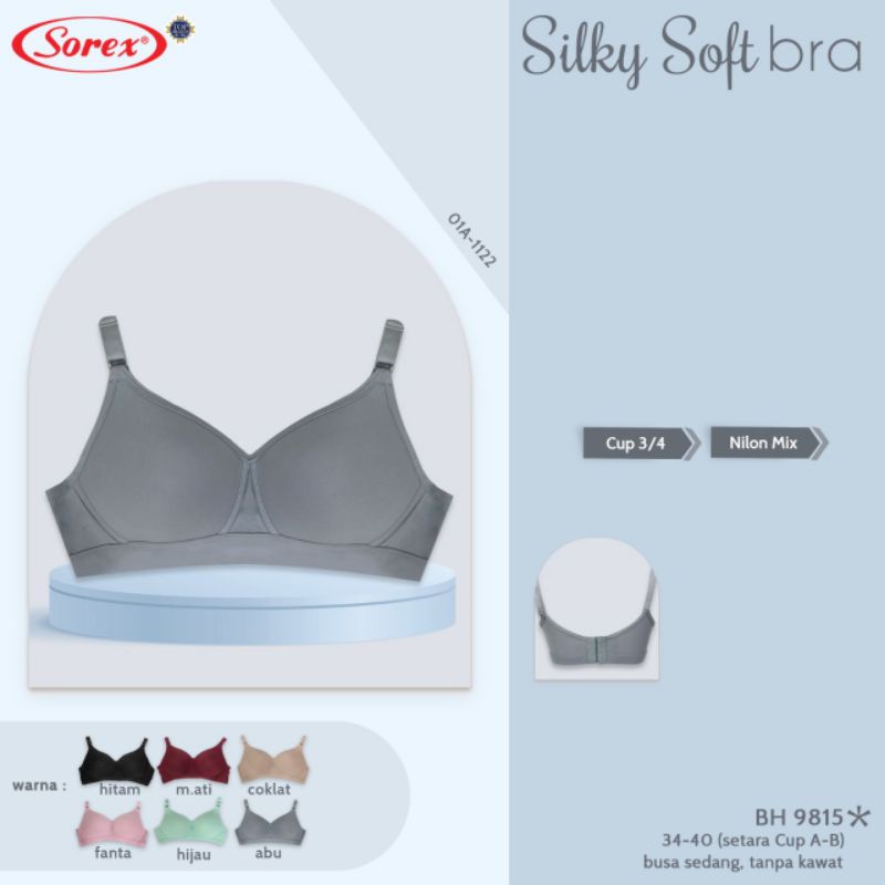 Sorex silky bra 9815 cup besar tanpa kawat, busa, (34-40)