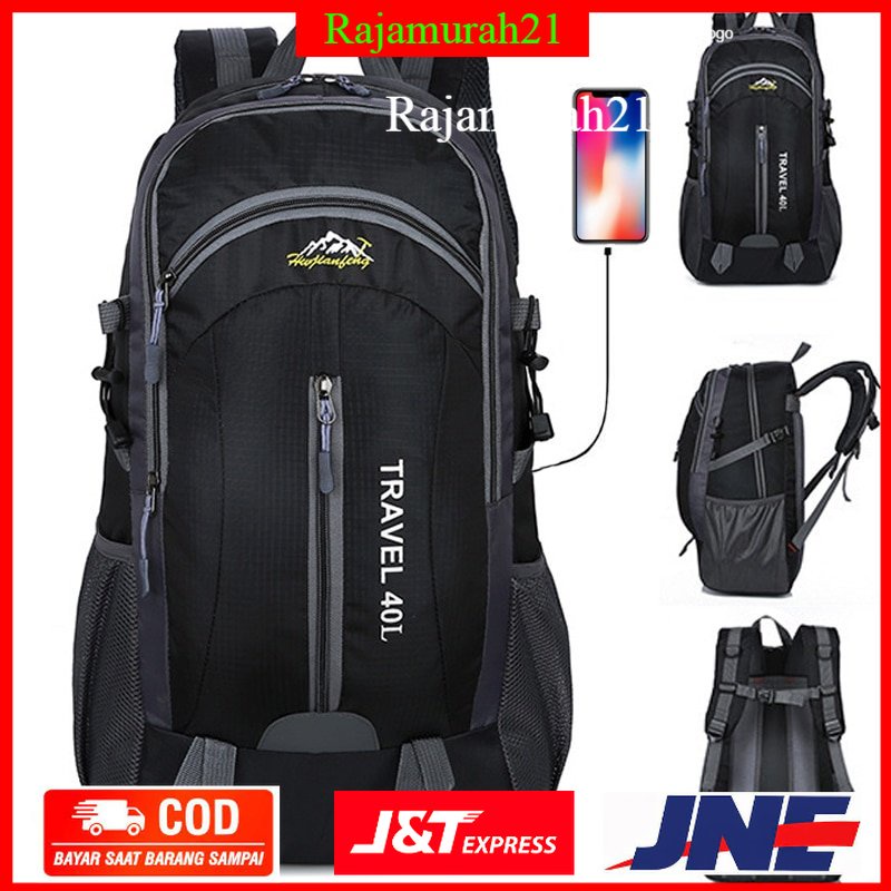 HUWAIJIANFENG Tas Gunung Travel Outdoor Adventure Waterproof 40L with USB Charger Port - 7RTP1BBK