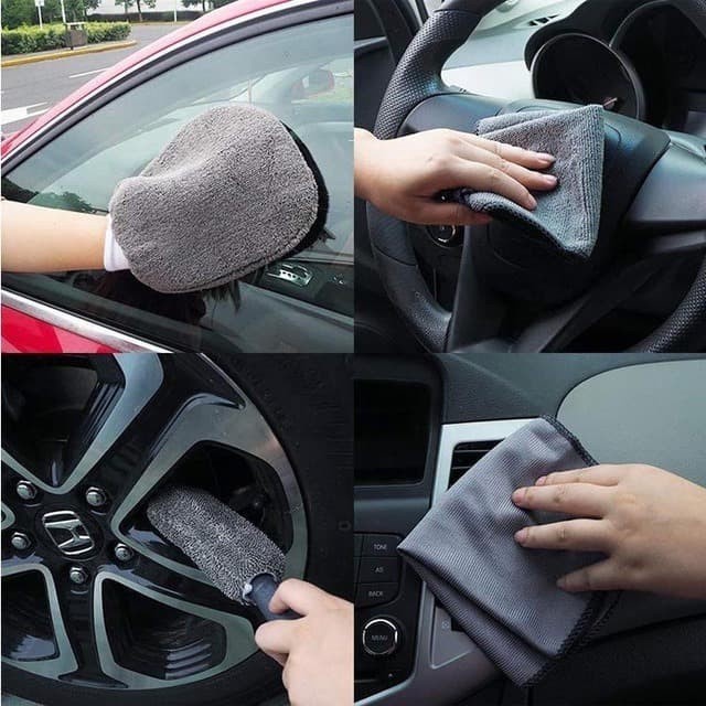 MORSHINE Alat Cuci Mobil Motor Kain Lap Sponge Busa Microfiber SET 9pc