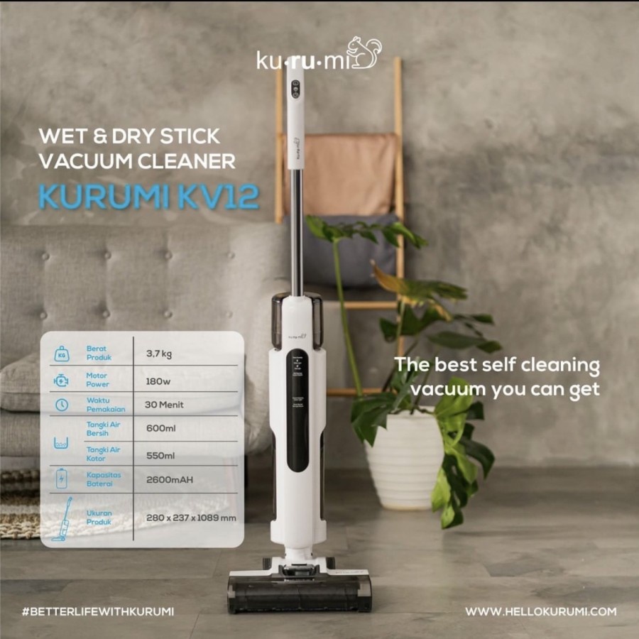 Kurumi Kv 12 Wet &amp; Dry Cordless Stick Vacuum Cleaner / Kurumi Kv-12