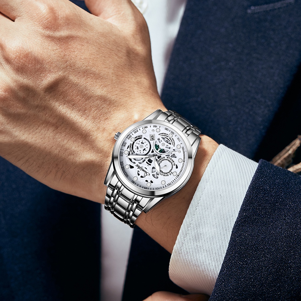 BESTPROMO Sunlifex Jam Tangan Pria 9001 Original Display Kuarsa Anti Air Tali Stainless Steel Santai