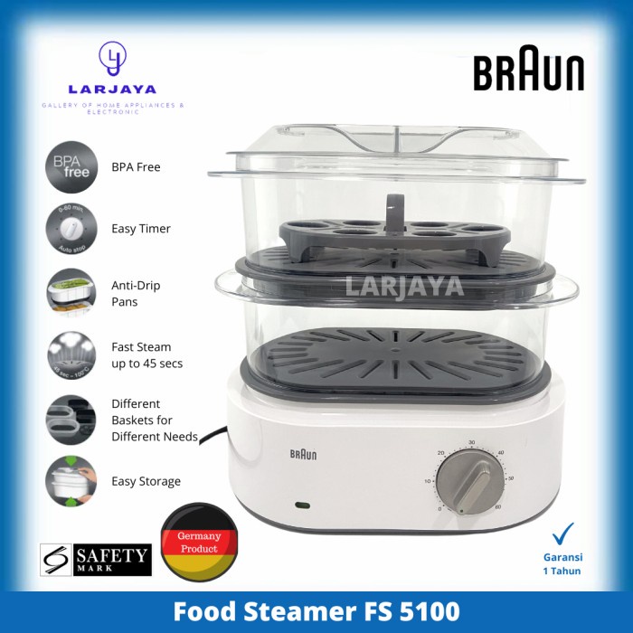 BRAUN FOOD STEAMER FS5100 KUKUSAN LISTRIK BRAUN 2 SUSUN