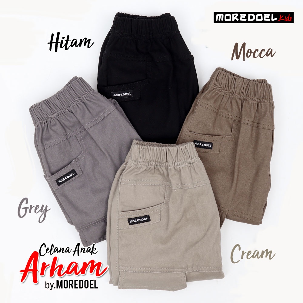 Celana Jogger Anak Chino Cargo Anak Arham Warna Mocca By Moredoel