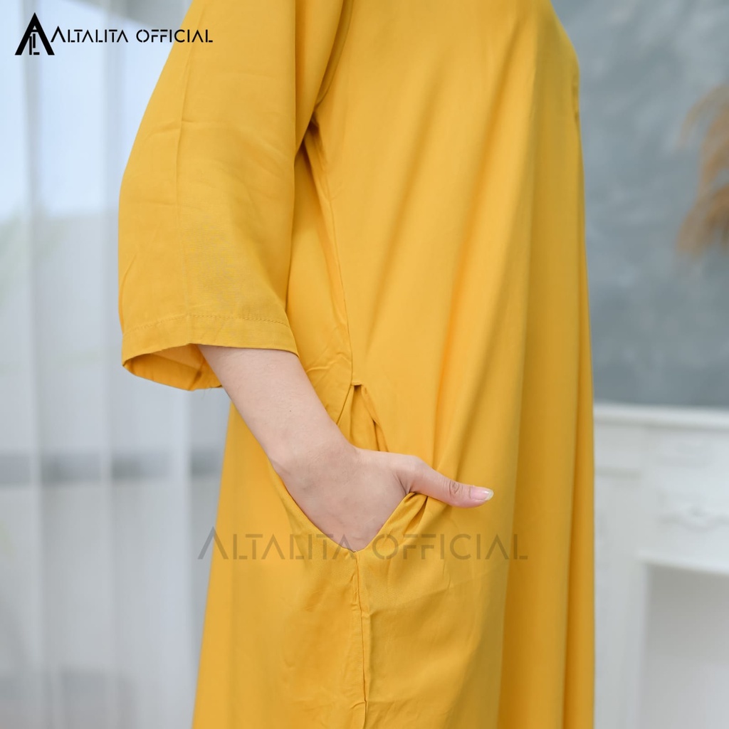 Altalita - Daster Busui Rayon Polos Semata Kaki Lengan Tangan Panjang 3/4 Terbaru Longdress Busui Daster Gamis Rayon Polos Jumbo LD 120 Homedress Rayon Polos Lengan Panjang Bahan Adem Halus Tebal Premium