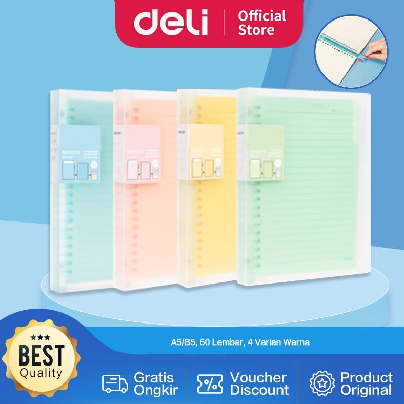 

BISA COD Deli Buku Vivid Lose Leaf Binder A5/B5 60 Halaman Warna Pastel QHA560 QHB560