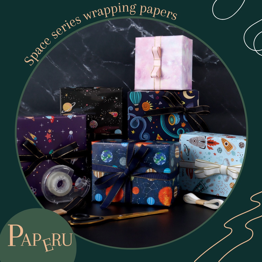 

[PAPERU] Space Series Present Wrapping Paper | Kertas Kado Motif Luar Angkasa | Kertas Kado Premium Aesthetic