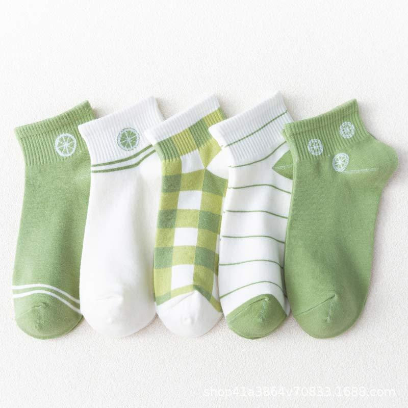 CHAVA | KK805 Kaos Kaki Wanita Motif Lime Semata Kaki Kaus Kaki Pendek Japanese Ankle Socks Korean Unisex Hijau Model lucu Termurah Grosiran