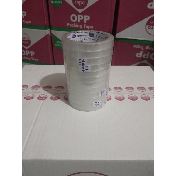 

(Isi 12 roll) Isolasi bening 1/2 inci Solasi Super Tebal 12x65y Pluto Tape