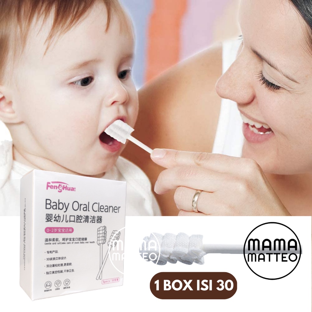 Baby Oral Cleaner Kassa Stick Pembersih Mulut Gusi Lidah Bayi Sikat Pembersih Putih Susu Kapas Kasa Lidah Gigi Lembut / 1 Box 30 Stick / BANDUNG