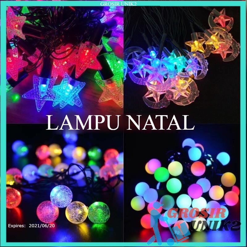 LAMPU NATAL HIAS BOLA ANGGUR BULAN BINTANG CRYSTAL / LAMPU TUMBLR LED RAINBOW MOTIF BOLA GROSIR