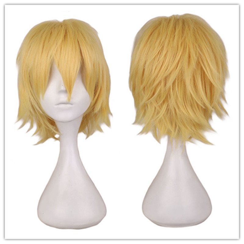 1pcs Chainsaw Man Gold Pendek Cosplay Rambut Wig Aksesoris Karakter Animasi Jepang
