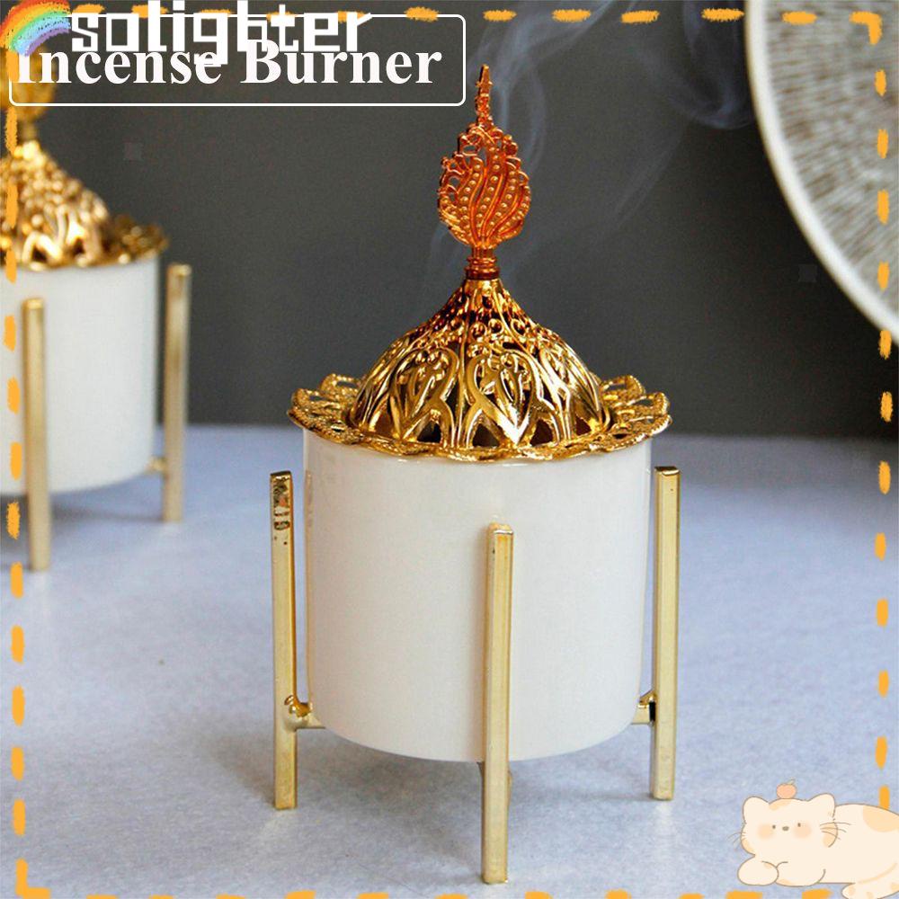 Solighter Incense Burner Dekorasi Rumah Kreatif Keramik Logam Tungku Aromaterapi