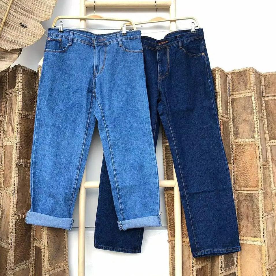 Stok Terbaru Celana Boyfriend Jeans Wanita Jumbo BB 65 - 125 KG Celana Baggy Jeans Bigsize Highwaist