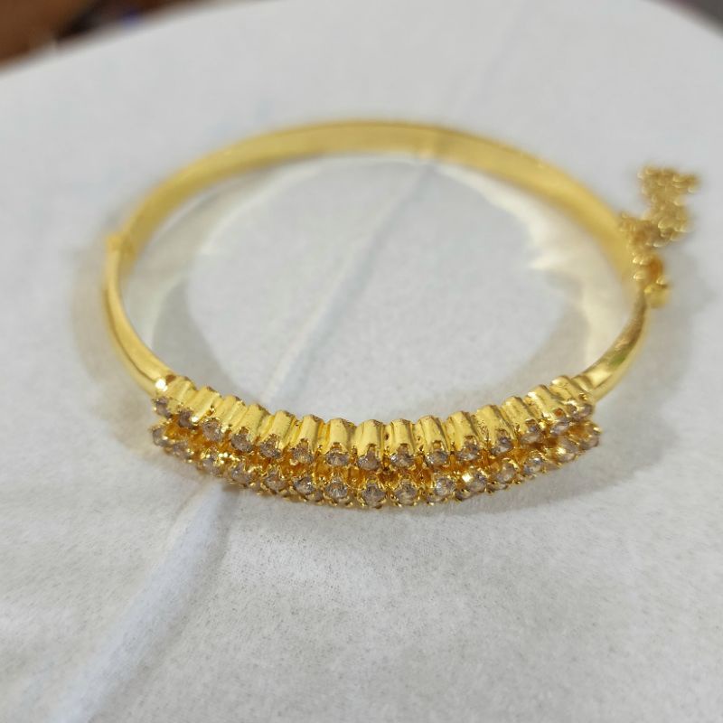 Gelang Mata Baris 4 Kaku Lapis Emas 24k