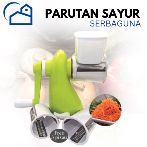 Parutan pemotong buah sayur putar &amp; penggiling bumbu 3 pisau serbaguna 602