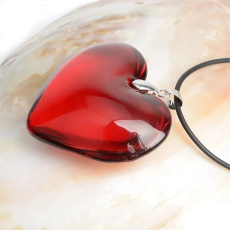 Siy Kristal Bentuk Hati Kalung Kaca Liontin Necklace Perhiasan Rantai Klavikula Warna-Warni Untuk Wanita Gadis Remaja Ornam Unik