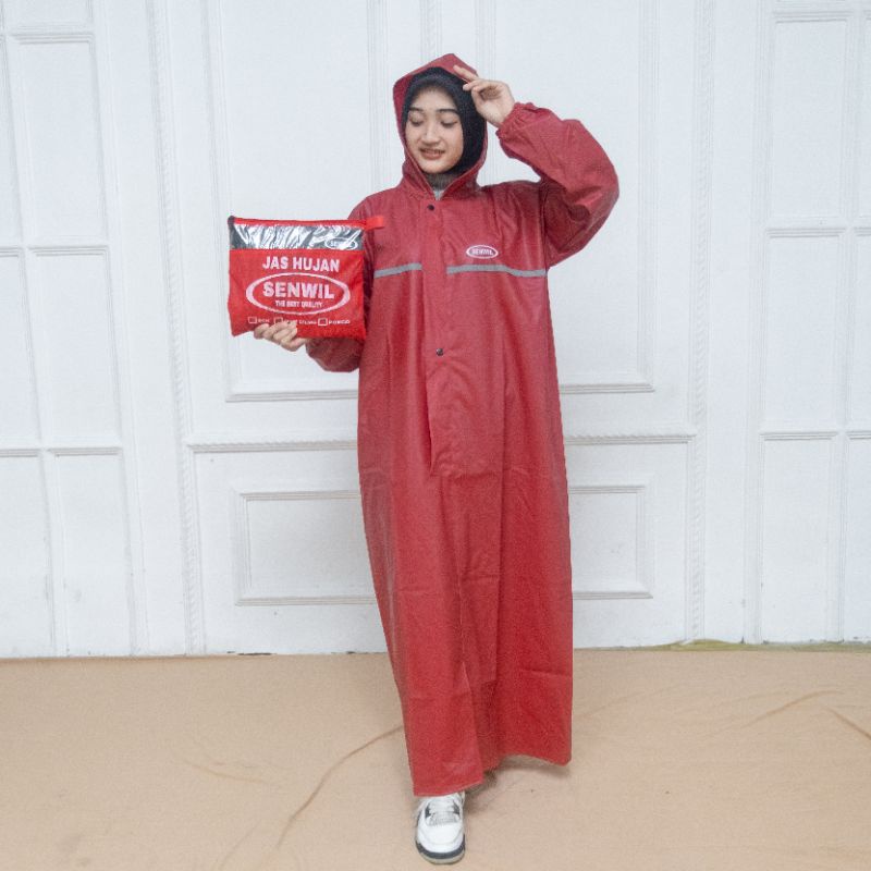 Jas Hujan Gamis Syar'i Muslimah Wanita Jumbo By Senwil Mantel Ujan Bigsize Tebal Lentur Cewek Shar'i Waterproof Hijab Perempuan Syari Terusan Rok Hijas Best Quality Raincoat