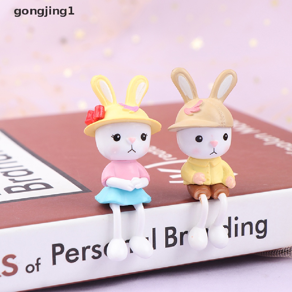 Ggg Patung Dekorasi Pemandangan Miniatur Kelinci Kaki Panjang Resin Lucu Home Decor ID