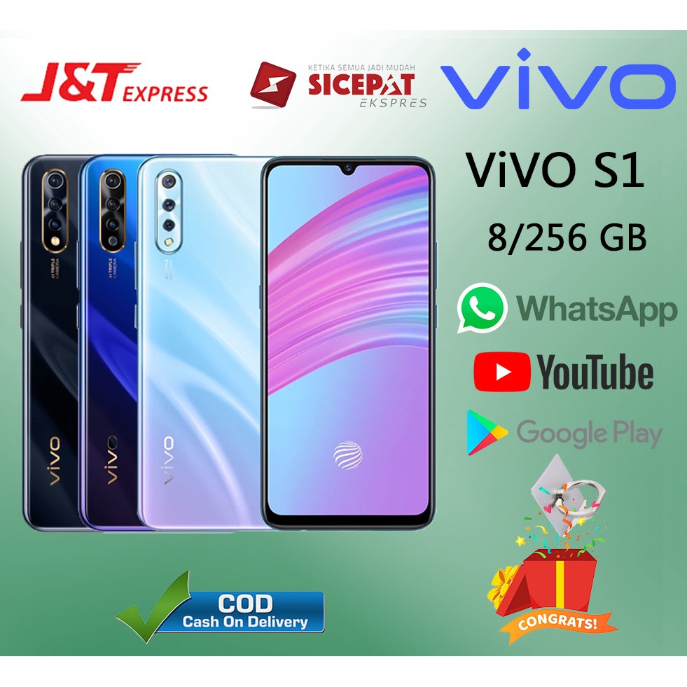 HP VIVO S1 Ram 8/256GB Smartphone 4G LET 6.38 inches Layar Tetesan Air 16MP+32MP Handphone COD