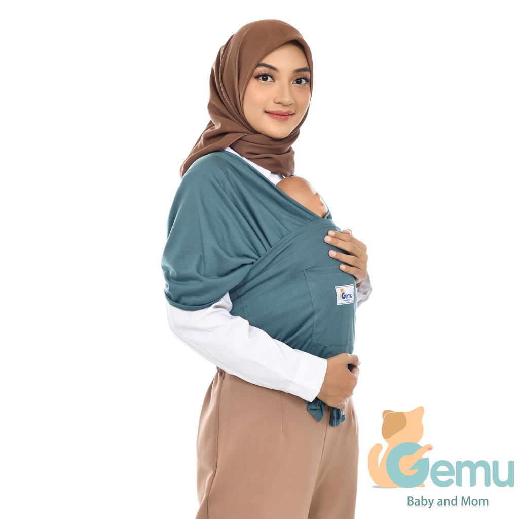 GEMUBABY Gendongan Bayi Depan M Shape Baby Wrap 3in1 Geos Baby Instan Premium with Sash Belt Warna Soft