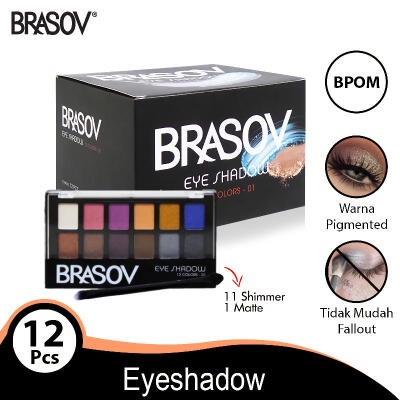 BRASOV Eyeshadow Nudes | 12 Colors warna | palet eye shadow BPOM