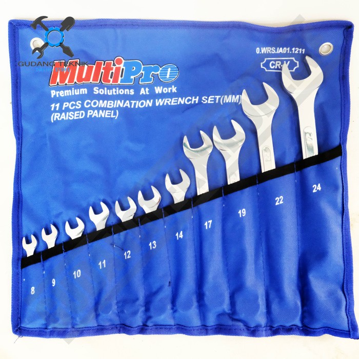 Kunci Pas Ring SET isi 11pcs 8-24mm IA01.1211 MULTIPRO / Kunci Ring Pas isi 11 pcs Set 8-24mm Combination Wrench Set MULTIPRO