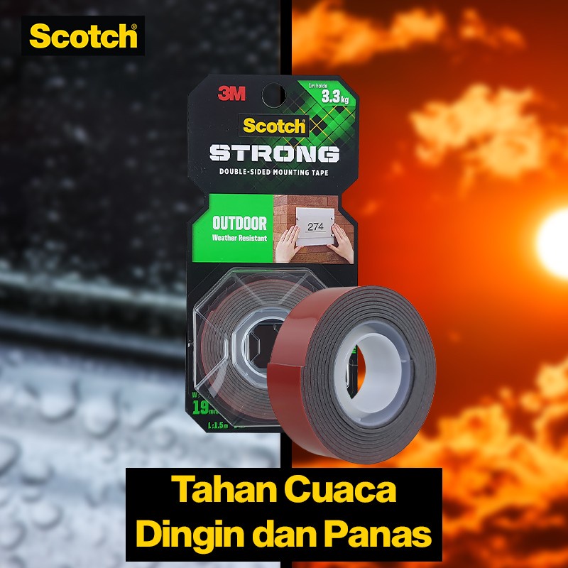 Ktmstore 3M Scotch Strong Outdoor Tape 19mmx1,5m Outdoor Weather Proof 411-S19