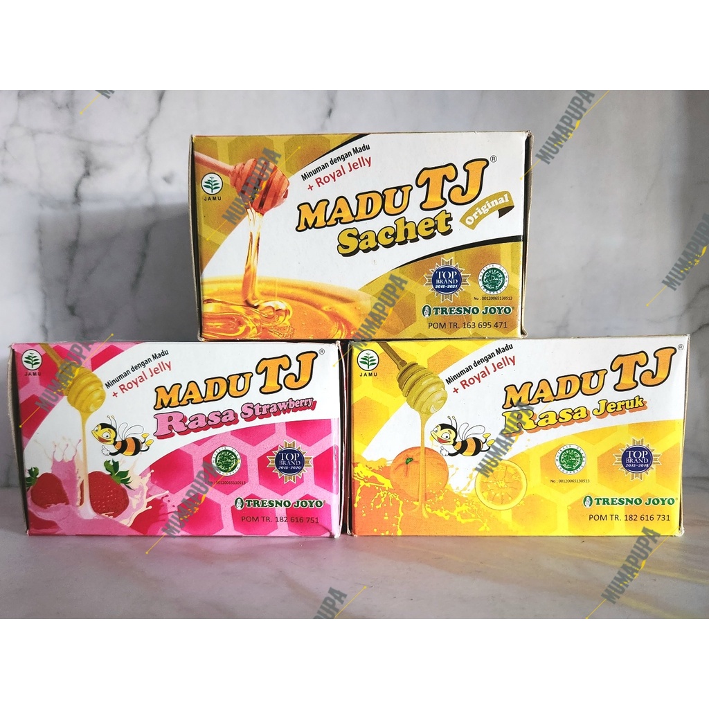 

Madu Tresno Joyo (Madu TJ) Sachet 1 box isi 12 Rasa Original / Jeruk / Strawberry