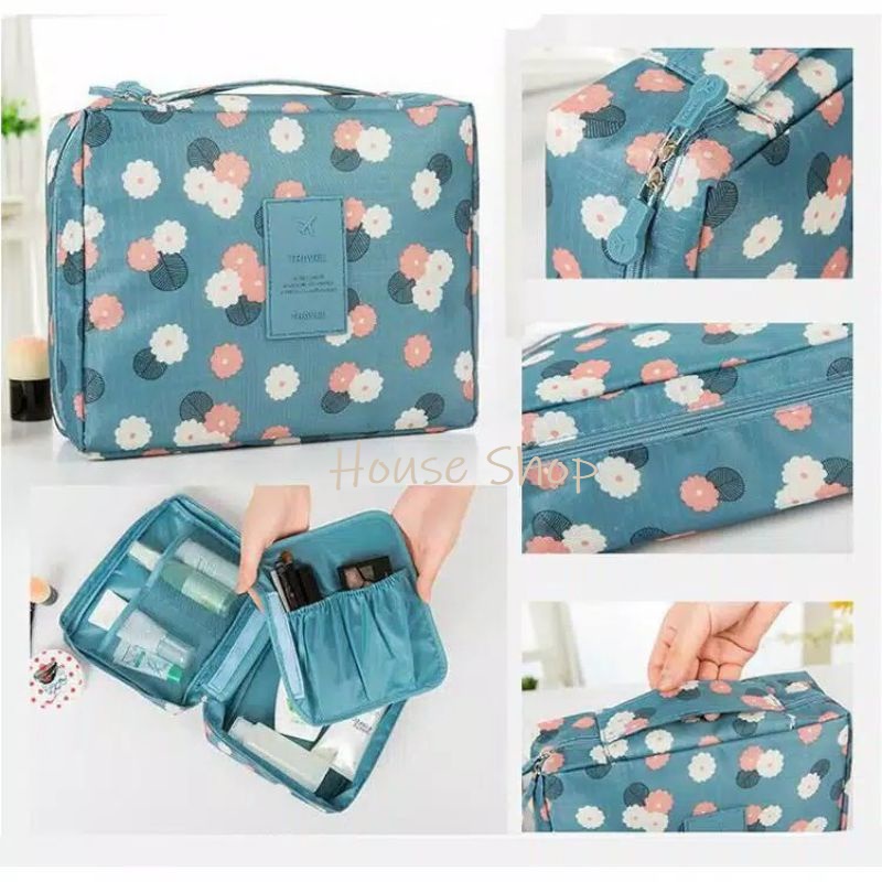 HS-0206 Tas Kosmetik Premium-Organizer Pouch Cosmetic Serba Guna-Travelmate Korean Travel Cosmetic Bag -Tas Traveling Kosmetik