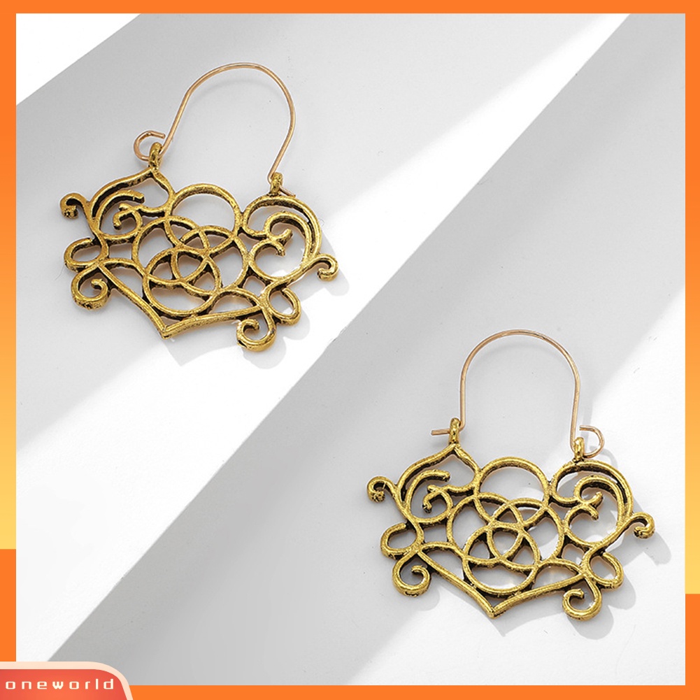 [WONE] Boho Wanita Geometris Berongga Ukir Hoop Anting Tindik Pesta Perhiasan Hadiah