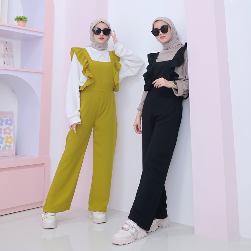 Rereyshop - Ameera Jumpsuit Wanita Tanpa Lengan Korean Style Bahan Royal Twist Premium  (Get Promo Bundling Lip Paint)