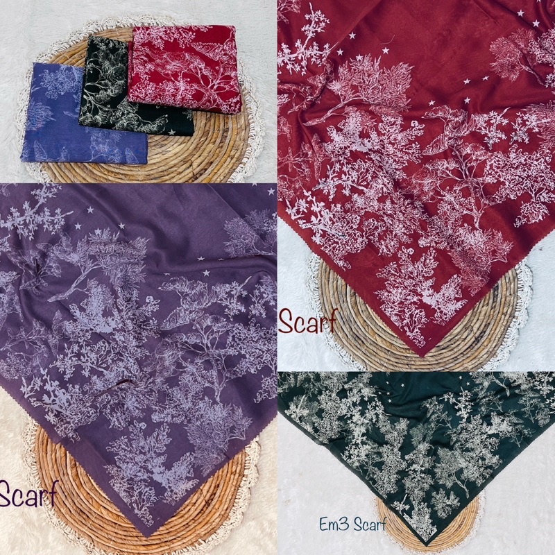 Em3 scarf Jasma series HIJAB SEGIEMPAT VOAL MOTIF LASERCUT