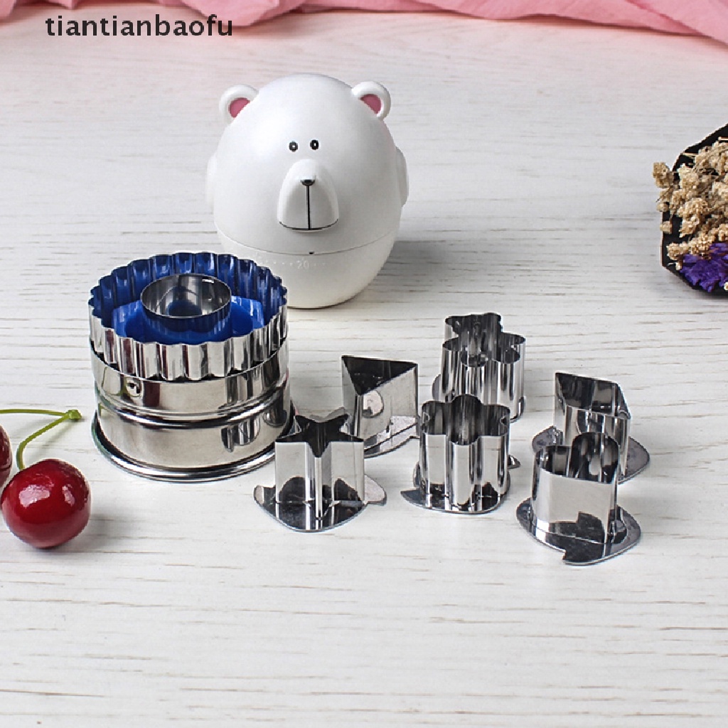 7 Pcs / Set Cetakan Pemotong Kue / Biskuit Model Tekan Bahan Stainless Steel