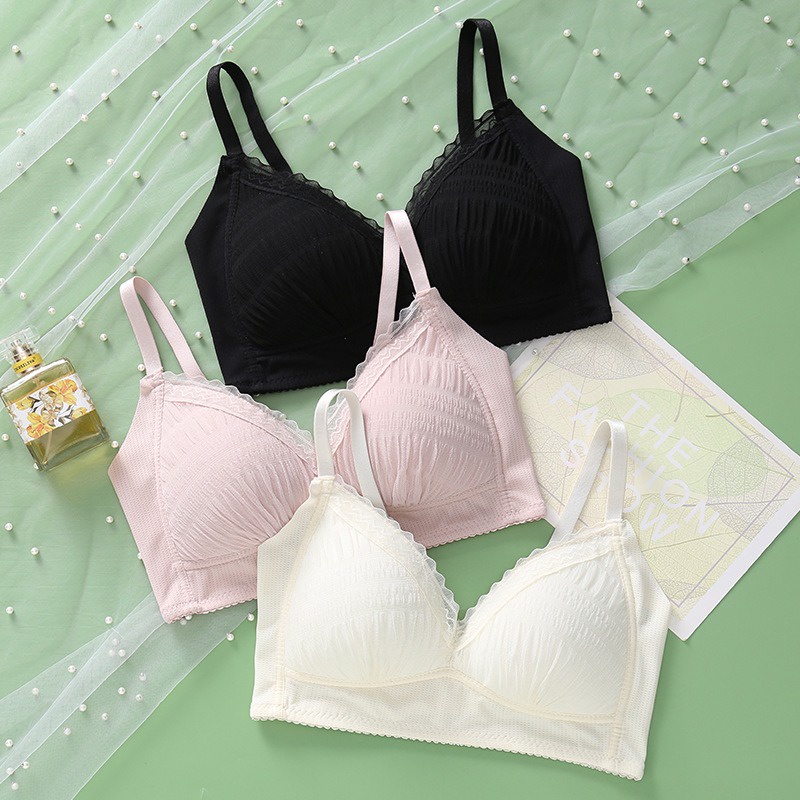 KUALITAS BAGUS  Bra / BH cewek wanita import korea TANPA KAWAT seksi renda KR044 premium elegant