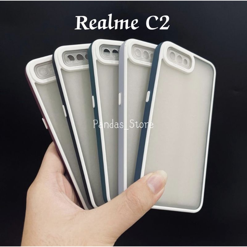 Pro Hybird Realme C2 Softcase Halus dan Elegan / Pinggiran Garis Putih Keren (Pandas)