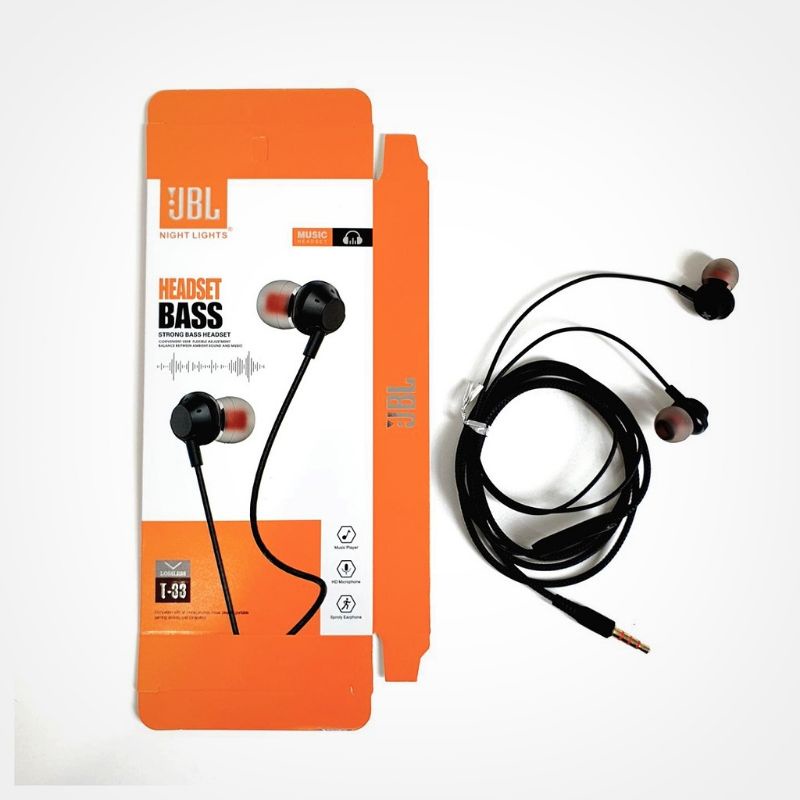 Earphone HD Sound Bass Headset Powerfull Bass stereo Jack Audio 3.5mm Earbuds T-33