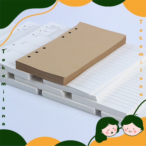 

1 set isi 40 lembar Kertas refill isi binder ukuran A5 A6 polos bergaris dotted grid kotak loose leaf HB1296 HB1297