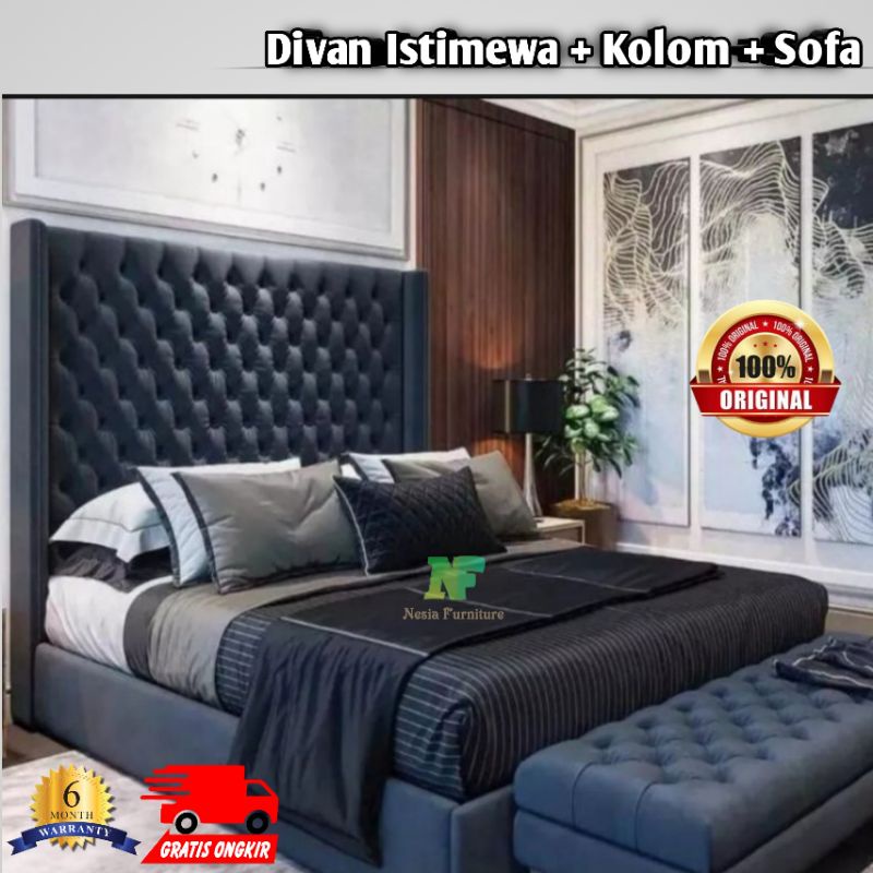Dipan Istimewa plus sandaran plus kolam plus sofa | divan kasur  risbang  ranjang  dipan kayu dipan 