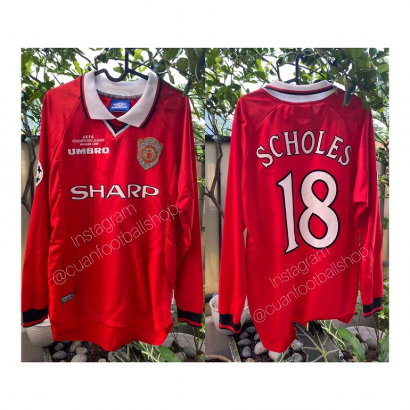 Baju Bola Jersey Asli Original ManUtd Mufc Manchester United 1998 1999 2000  98 99 00 Home Ls Longsl