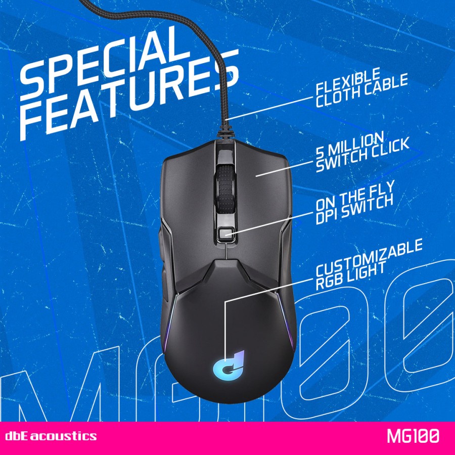 Mouse dBE Acoustics MG100 RGB | Superlight Ambidextrous Gaming Mouse