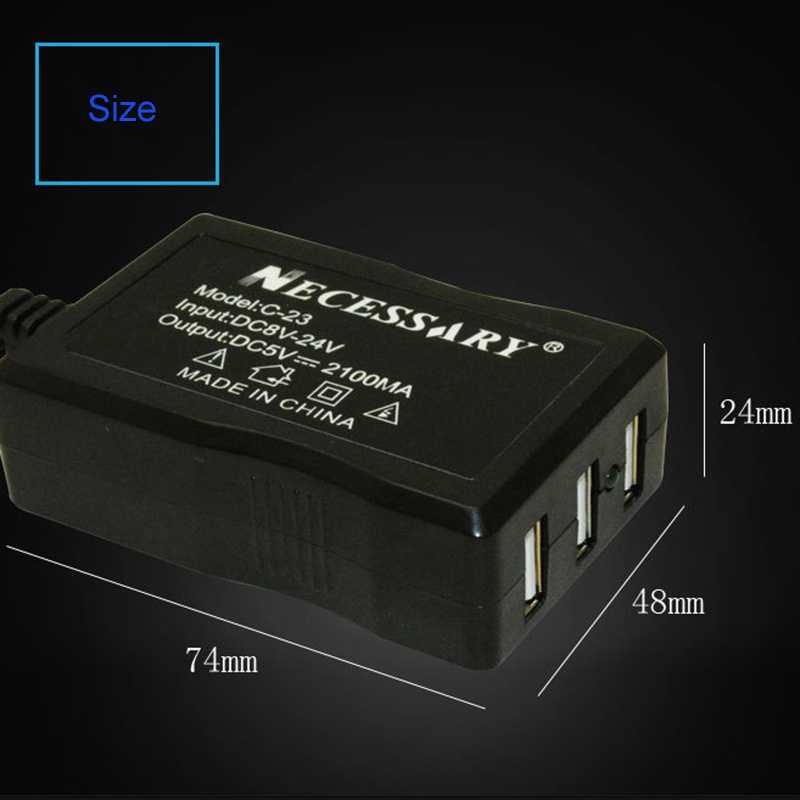 Zzz Alligator Clip Converter DC8V-24V USB 5V2.1A Charger Power Adapter 3port USB Untuk Ponsel Android Tablet Klip