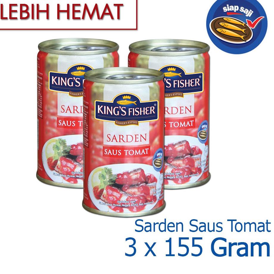 

☛☛ King's Fisher Paket 3 pcs Sarden mini saus tomat Makanan Kaleng 155 gr