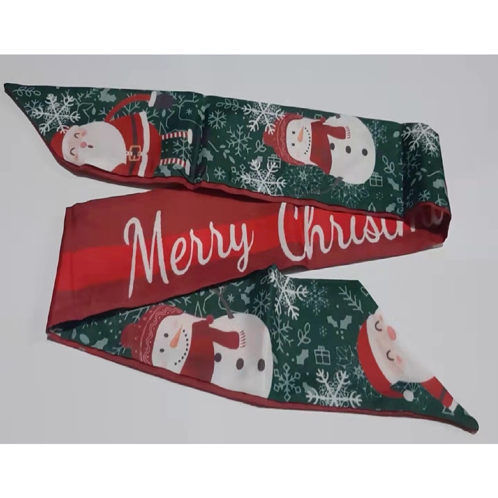 PREMIUM Silk Syal Scarf NATAL Christmas Xmas Satin Syal Multi fungsi Korea / Bandana Korea Fashion/ Twilly Bag / Ikat Rambut Korea Scarf Leher