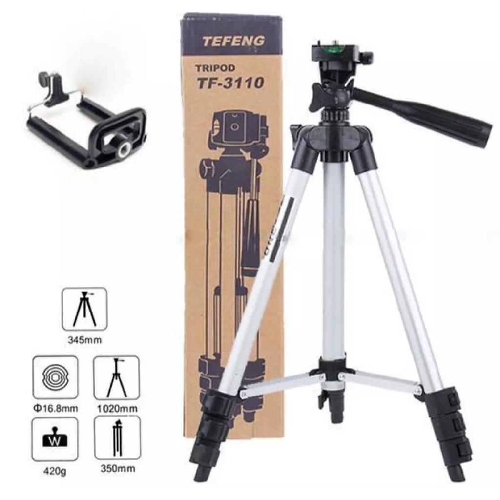 Tripod TF Camera&amp;Handphone 1 Meter 3110 Bahan Aluminium + Holder U &amp; Sarung-Tripod Stainless with 3x Extend Leg - Suite For Smartphone &amp; Camera+Free Holder U