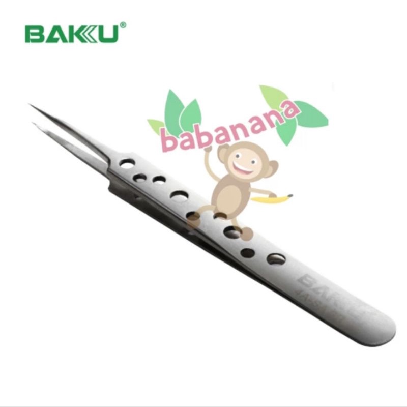 Baku 4A-SA SR Pinset Lurus Short Micro Tip Tweezer Penjepit Stainless