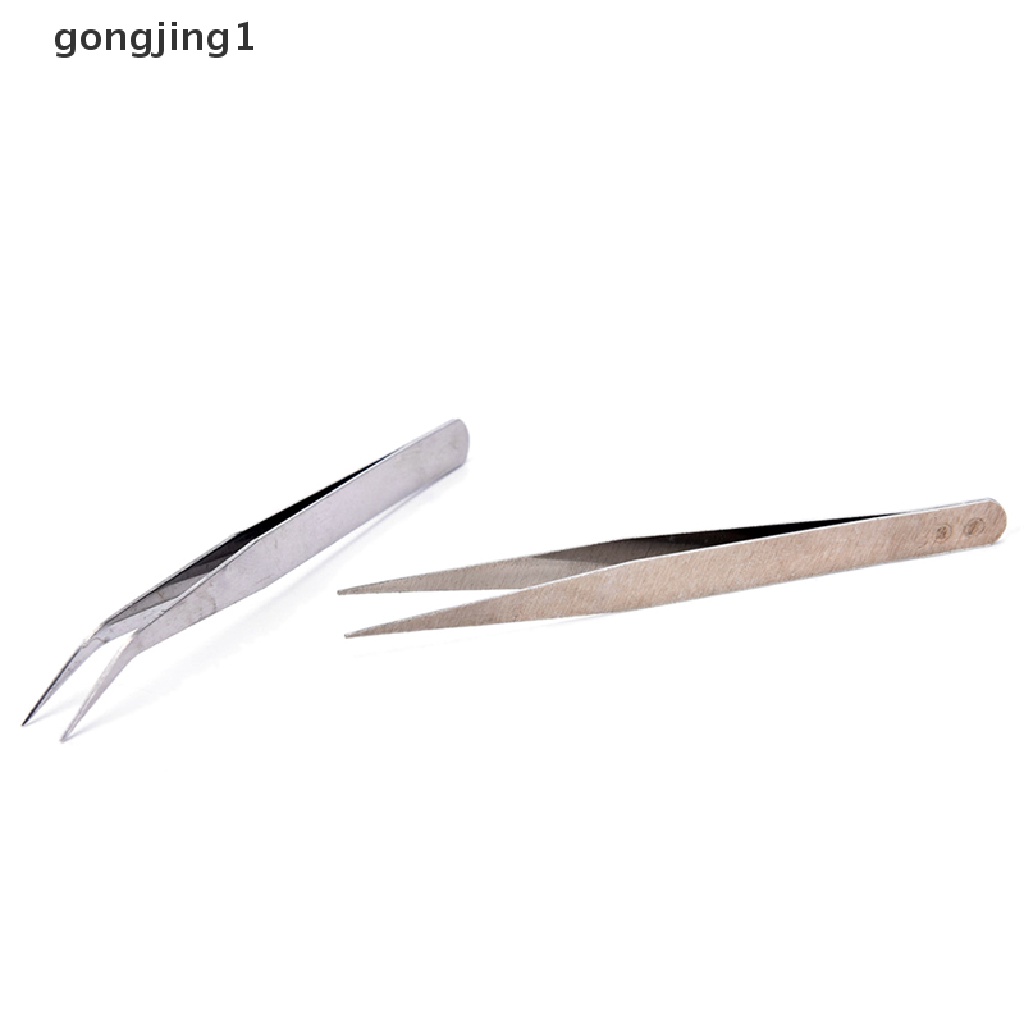 Ggg 2pcs Stainless Steel Lurus El Pinset Patchwork Hook Pick-up Makeup Tools ID