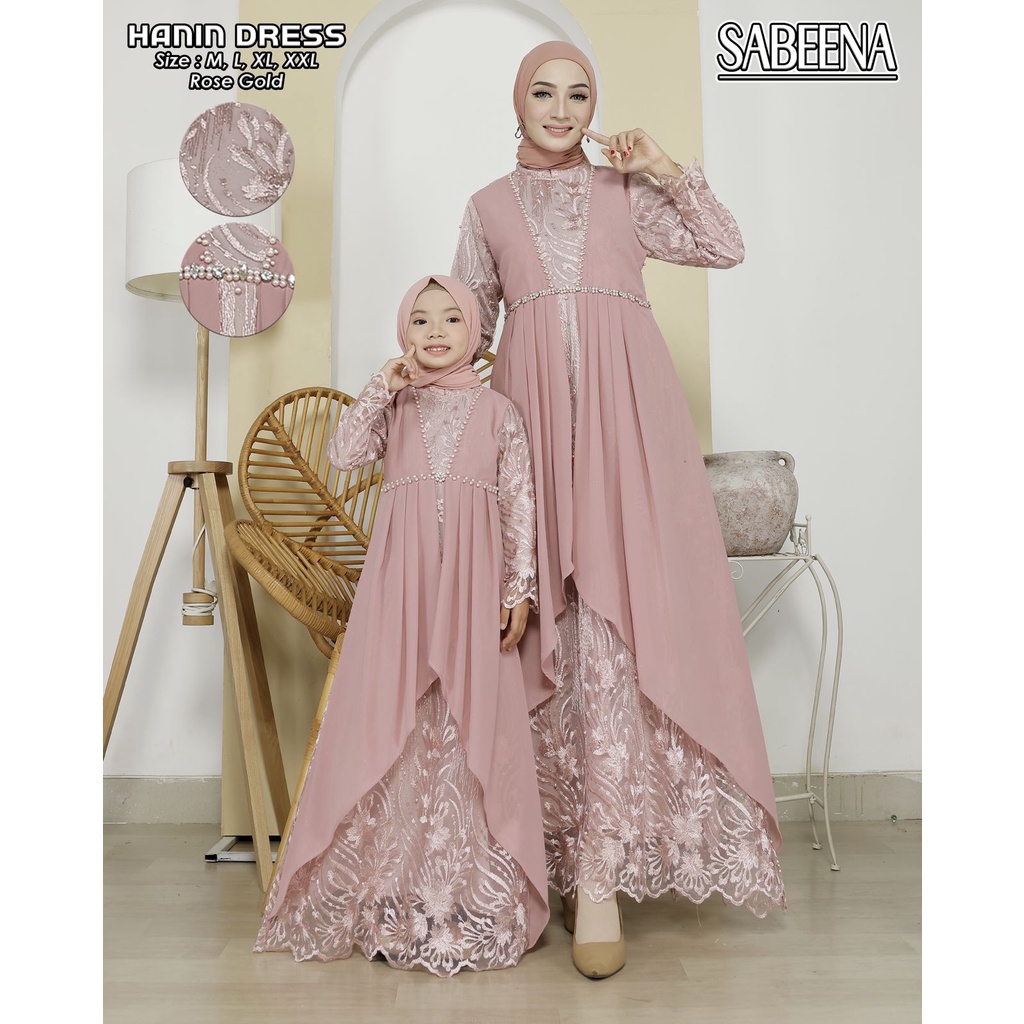 HANIN GAMIS CAOUPEL IBU DAN ANAK GAMIS ELEGANT GAMIS KONDANGAN PAYET DIDADA FREE MASKER