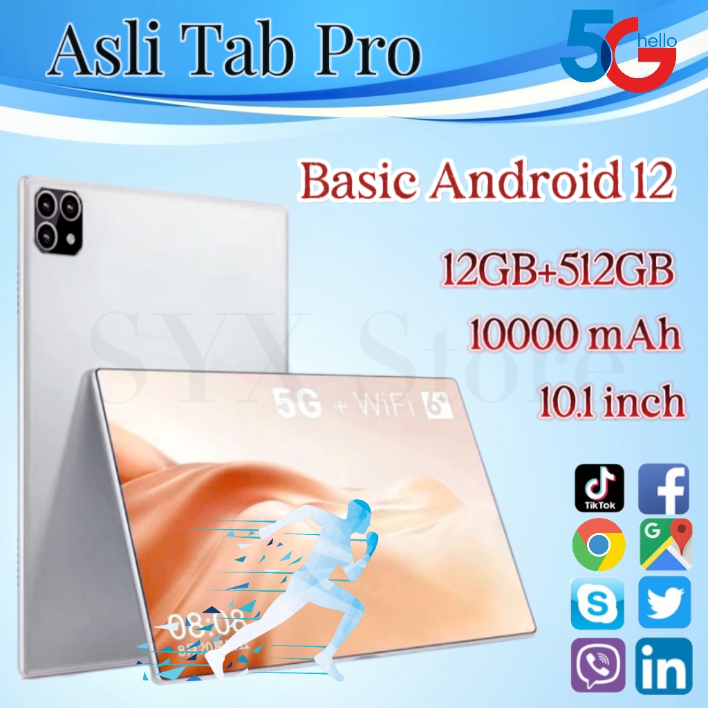Tablet pc Asli baru 10.1inch 5G baru 12GB+512GB tablet pembelajaran Android laris manis Android 12 high capacity